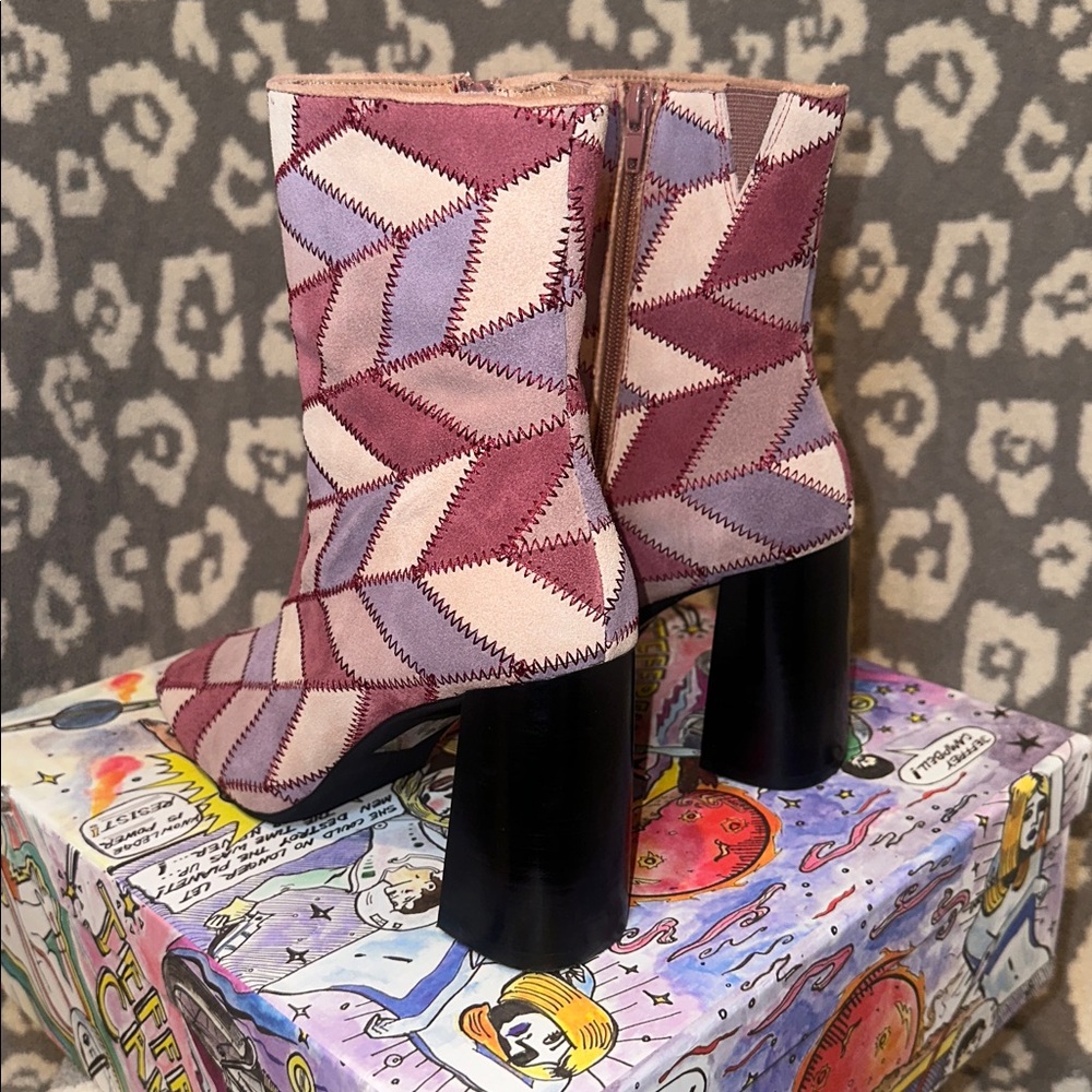 Jeffrey Campbell Verus-PW in Pink Suede Multi ๐ Heeled Booties New & Never Worn - Picture 5 of 17